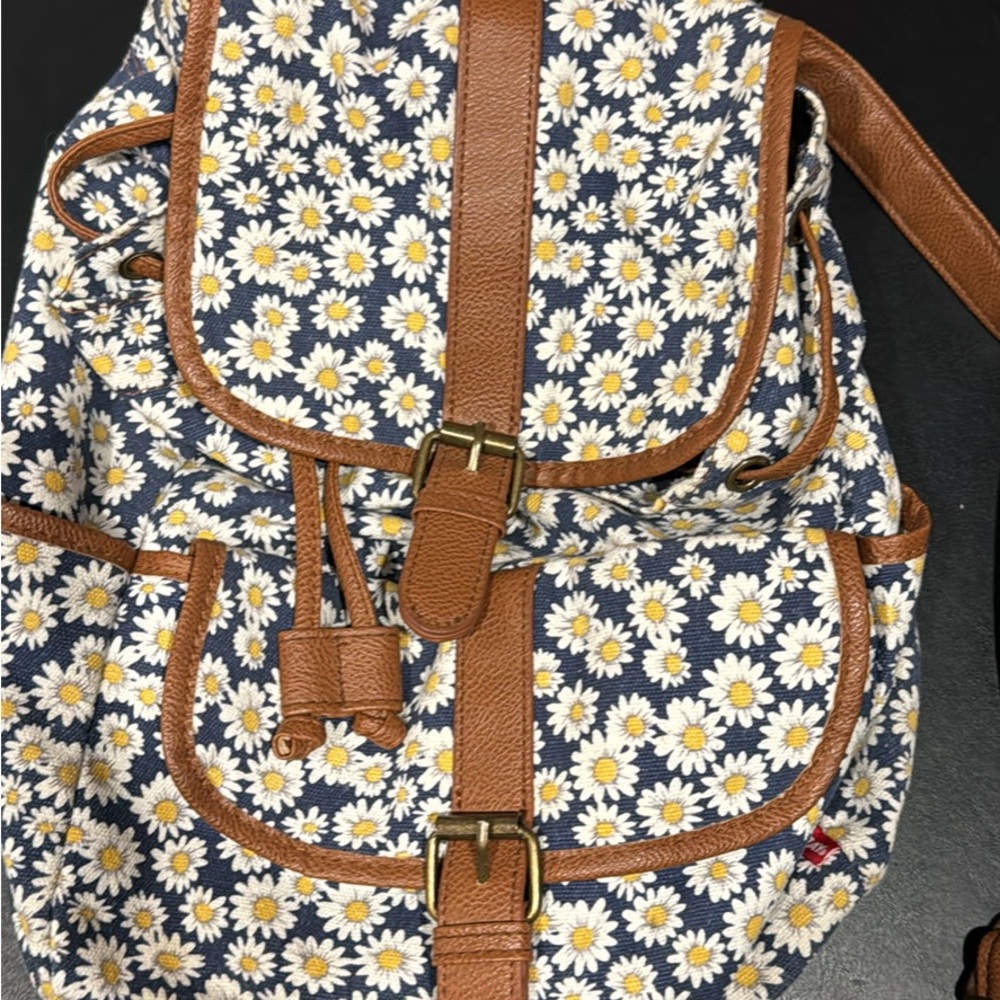 UNIONBAY Brown and White Backpack with Leather Accents